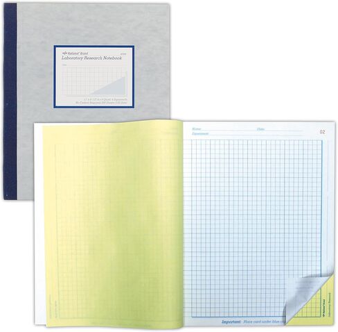 National Laboratory Notebook, 4 x 4 Quad Ruling, Gray Cover, 11" x 9.25" 100 Numbered Sets (43644) in Kuwait