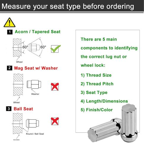 صواميل عروة عجلة من الكروم من MuHize - صواميل عروة إطارات M14x1.5 مطورة مع مفتاحين، 32 قطعة صواميل عروة شديدة التحمل بنهاية مغلقة 7 صواميل عروة بطول 2 بوصة، 60 درجة سداسية in Kuwait
