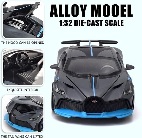 1:32 Toy Cars Bugatti Divo Metal Model Diecast Cars with Light and Sound Pull Back Toy Car for Boys Kids Gift (Divo-Grey) in Saudi Arabia
