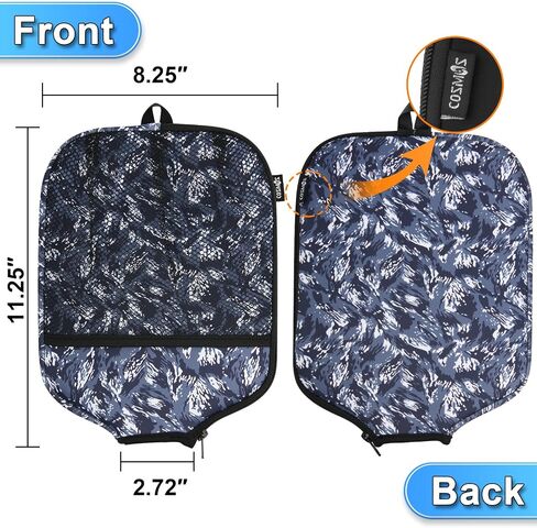 Cosmos 2 Pcs Pickleball Paddle Cover Paddle Case Bag Pickleball Racket Sleeve and Ball Storage Mesh Pocket for Pickle Ball Equipment Accessories Storage & Carrying, with Fence Hook in Saudi Arabia