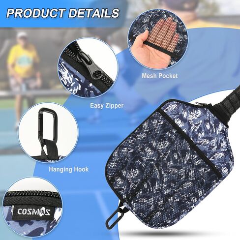 Cosmos 2 Pcs Pickleball Paddle Cover Paddle Case Bag Pickleball Racket Sleeve and Ball Storage Mesh Pocket for Pickle Ball Equipment Accessories Storage & Carrying, with Fence Hook in Saudi Arabia