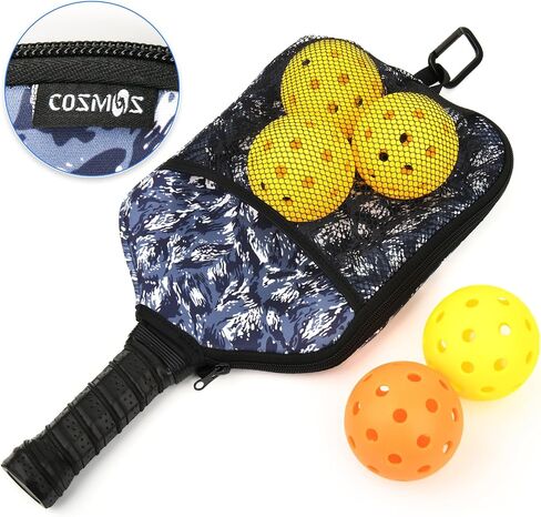 Cosmos 2 Pcs Pickleball Paddle Cover Paddle Case Bag Pickleball Racket Sleeve and Ball Storage Mesh Pocket for Pickle Ball Equipment Accessories Storage & Carrying, with Fence Hook in Saudi Arabia