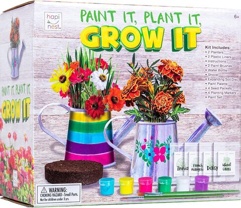 علبة سقاية من Hapinest Grow and Paint، 2 عبوة من مجموعة أدوات حديقة الزهور الحرفية هدايا للأطفال الأولاد والبنات الذين تتراوح أعمارهم بين 6 7 8 9 10 11 12 سنة فما فوق in Kuwait