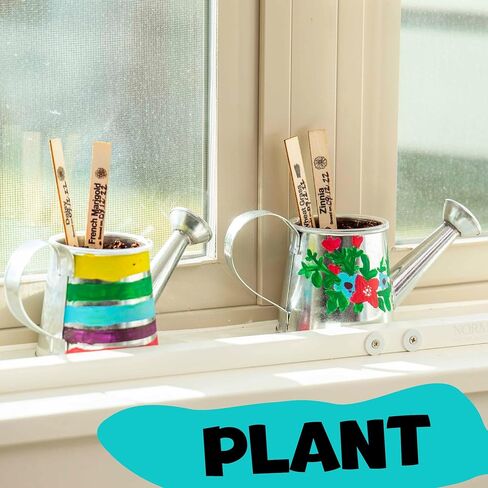 علبة سقاية من Hapinest Grow and Paint، 2 عبوة من مجموعة أدوات حديقة الزهور الحرفية هدايا للأطفال الأولاد والبنات الذين تتراوح أعمارهم بين 6 7 8 9 10 11 12 سنة فما فوق in Kuwait