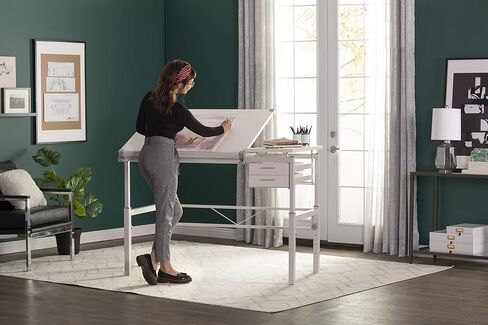 Studio Designs Graphix II Pro Line سبليت علوي قابل للتعديل، طاولة رسم مع سطح مائل 39.5 بوصة × 30 بوصة، أبيض in Kuwait