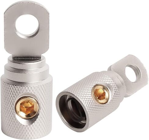 2Pcs 0 Gauge Brass with Gold Plated Ring Set Screw Battery Ring Terminals Amp Input Reducers for 0-2 Gauge Wire in Saudi Arabia