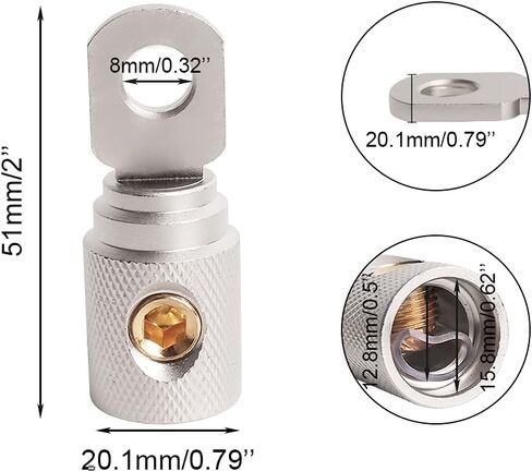 2Pcs 0 Gauge Brass with Gold Plated Ring Set Screw Battery Ring Terminals Amp Input Reducers for 0-2 Gauge Wire in Saudi Arabia