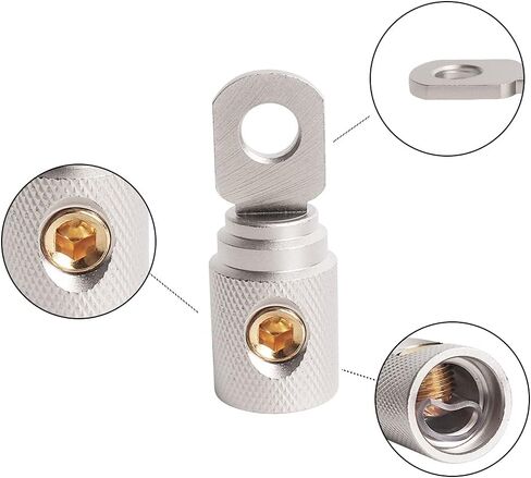 2Pcs 0 Gauge Brass with Gold Plated Ring Set Screw Battery Ring Terminals Amp Input Reducers for 0-2 Gauge Wire in Saudi Arabia