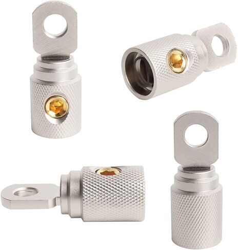 2Pcs 0 Gauge Brass with Gold Plated Ring Set Screw Battery Ring Terminals Amp Input Reducers for 0-2 Gauge Wire in Saudi Arabia