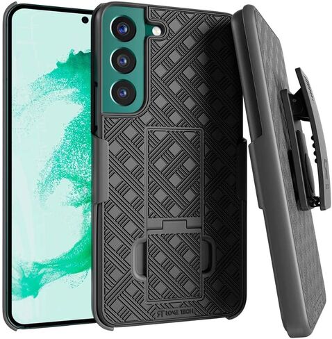 Rome Tech Belt Clip Phone Case for Samsung Galaxy S22 Ultra/Ultra 5G [NOT for S22] Slim Heavy Duty Rugged Slide Hip Holster Cover with Kickstand Compatible with Samsung Galaxy S22 Ultra - Black in Kuwait
