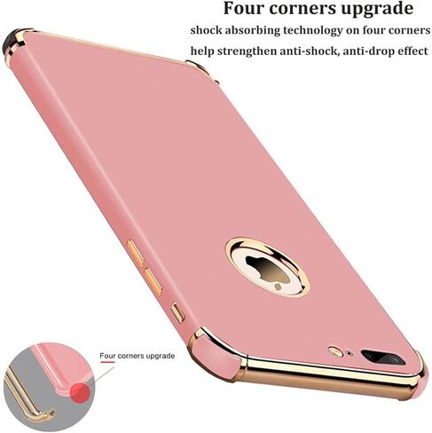 for iPhone 8 Plus Case, Ultra Slim Flexible iPhone 8 Plus Matte Case, Styles 3 in 1 Electroplated Shockproof Luxury Cover Case, Magnetic Phone Case for iPhone 8 Plus (Black) in Saudi Arabia