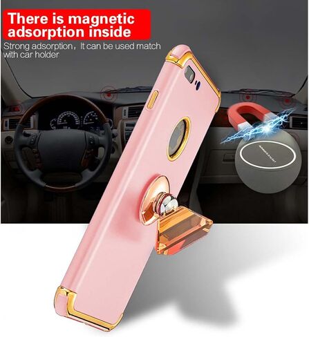 for iPhone 8 Plus Case, Ultra Slim Flexible iPhone 8 Plus Matte Case, Styles 3 in 1 Electroplated Shockproof Luxury Cover Case, Magnetic Phone Case for iPhone 8 Plus (Black) in Saudi Arabia