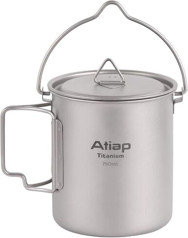 Titanium Pot 750ml Backpacking Pot Camping Coffee Pot Camp Mug Camping Pot with Lid Foldable Handle Portable Lightweight in Saudi Arabia