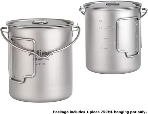 Titanium Pot 750ml Backpacking Pot Camping Coffee Pot Camp Mug Camping Pot with Lid Foldable Handle Portable Lightweight in Saudi Arabia