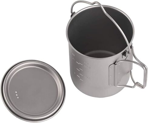 Titanium Pot 750ml Backpacking Pot Camping Coffee Pot Camp Mug Camping Pot with Lid Foldable Handle Portable Lightweight in Saudi Arabia