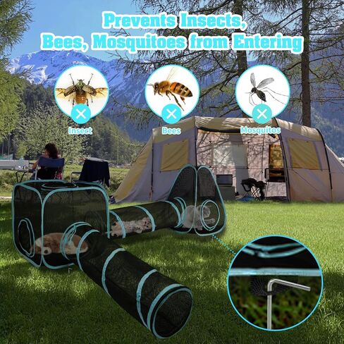 BWOGUE Outdoor Cat Enclosures for Indoor Cats, 4 in 1 Outdoor Cat Tent with Tunnel Portable Pop Up Visual Mesh Cat Outside Playhouse for Cats Puppy Small Animals, Total Length 9.45FT in Saudi Arabia