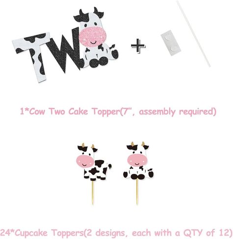 62 عبوة من مجموعة أدوات حفلات عيد الميلاد الثانية من البقرة Moo Moo I'm Two لافتة عيد ميلاد سعيد، 2 قطعة علوية من الكعك، أغطية كب كيك بقرة، بالونات مايلر للفتيات من حيوانات المزرعة، زينة حفلات عيد الميلاد الأولى من البقرة in Kuwait