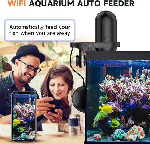 hygger WiFi جهاز تغذية أسماك أوتوماتيكي، جهاز تغذية أسماك توقيت ذكي، تحكم تلقائي في الموزع مع تطبيق لقضاء العطلات، جهاز تغذية أسماك تلقائي بسعة كبيرة 230 مل لحوض السمك وخزان السلاحف مع كابل USB in Saudi Arabia
