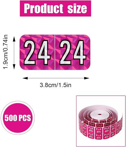 500pcs 2024 Year Stickers, 3/4x1-1/2 Inch File Folder Year Stickers 24 Year Labels Rectangle End Tab Labels for Office Party Decorations Files Classification (Holographic Green) in Saudi Arabia