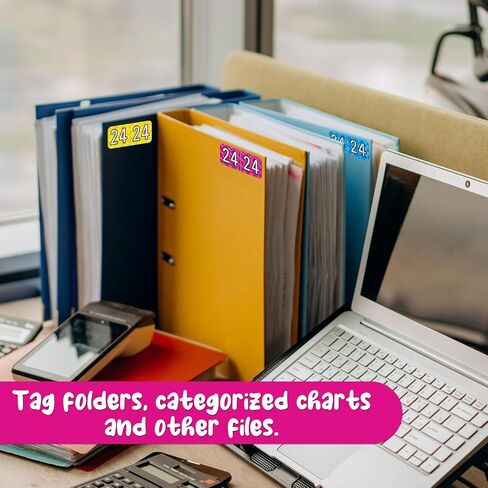 500pcs 2024 Year Stickers, 3/4x1-1/2 Inch File Folder Year Stickers 24 Year Labels Rectangle End Tab Labels for Office Party Decorations Files Classification (Holographic Green) in Saudi Arabia