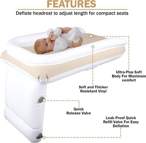 New and Improved Travel Toddler Airplane Bed - Inflatable and Convenient for Safe and Comfortable Flights with Infants and Toddlers - Fits Most Airline Seats - Lightweight and Portable in Saudi Arabia