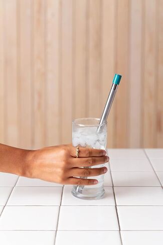 LifeStraw Sip - قش شرب من الفولاذ المقاوم للصدأ قابل لإعادة الاستخدام مع حقيبة حمل، يزيل المواد البلاستيكية الدقيقة والبكتيريا والطفيليات للسفر والاستخدام اليومي، Laguna Teal in Saudi Arabia