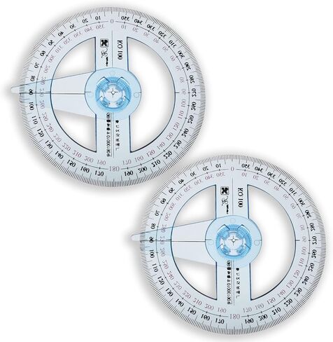 2Pcs 360 Degree Protractor Full Circle Protractor with Swing Arm Plastic Clear Mini Protractor for Math Geometry Measuring Tool in Saudi Arabia