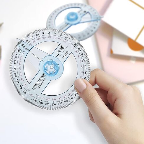 2Pcs 360 Degree Protractor Full Circle Protractor with Swing Arm Plastic Clear Mini Protractor for Math Geometry Measuring Tool in Saudi Arabia