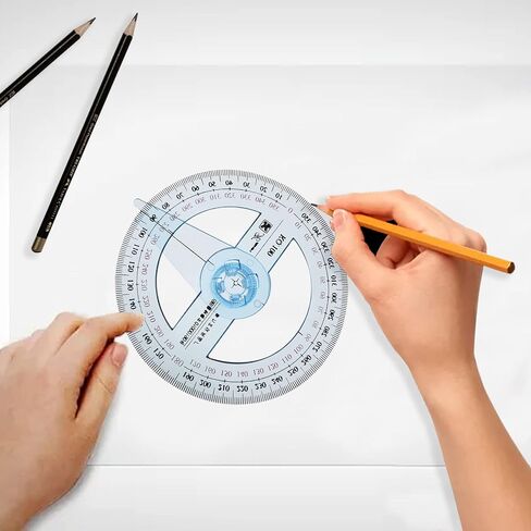 2Pcs 360 Degree Protractor Full Circle Protractor with Swing Arm Plastic Clear Mini Protractor for Math Geometry Measuring Tool in Saudi Arabia