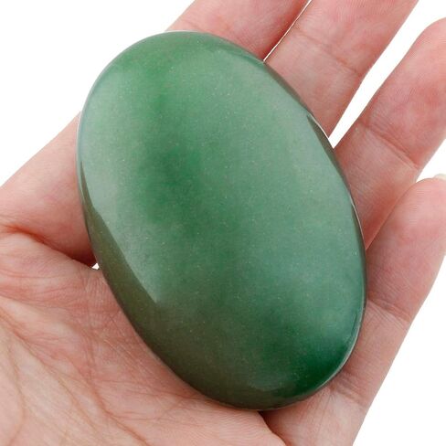 Nupuyai Soap Shape Healing Palm Stone, Smooth Pocket Worry Crystal,Green Aventurine,Set of 2 in Saudi Arabia