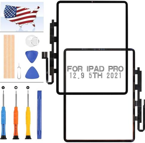 لشاشة اللمس iPAD Pro 12.9 الجيل الخامس 2021 لشاشة اللمس iPad PRO 12.9 الجيل الخامس لجهاز IPAD A2379 A2461 A2462 مجموعة قطع غيار زجاج مستشعر التحويل الرقمي (شاشة LCD غير متضمنة) in Saudi Arabia