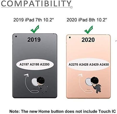 Dedyel Home Button Replacement for iPad 7th/8th/9th Generation (10.2 Inch, 2019/2020/2021) A2197 A2270 A2602 Incl Flex Cable Connector (Black) in Kuwait