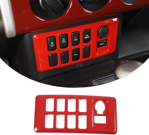 غطاء تزيين مساعدة السائق لوحدة التحكم المركزية LLKUANG ABS لسيارة Toyota FJ Cruiser 2007-2021 إطار لوحة وضع زر تكييف الهواء (ألياف الكربون ABS) in Saudi Arabia
