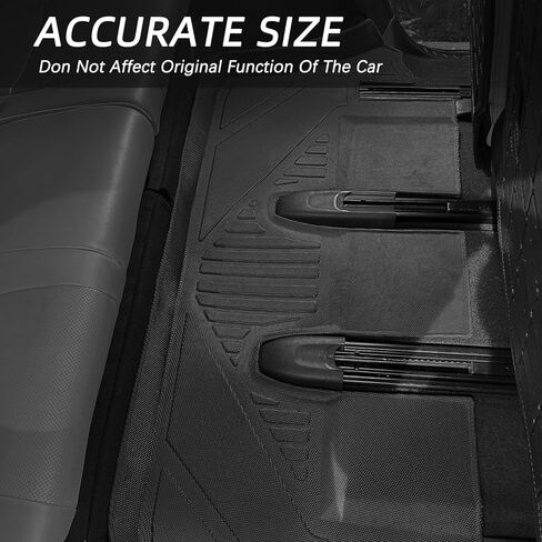 All-Weather Floor Mats for Toyota Grand Highlander 2023-2024 - Custom Fit TPE, Non-Slip Liners for 1st, 2nd & 3rd Row - Odorless, Durable - Black - Car Interior Accessories for Grand Highlander in Kuwait