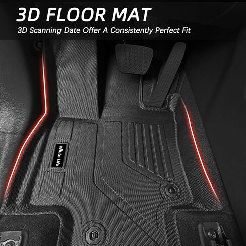 All-Weather Floor Mats for Toyota Grand Highlander 2023-2024 - Custom Fit TPE, Non-Slip Liners for 1st, 2nd & 3rd Row - Odorless, Durable - Black - Car Interior Accessories for Grand Highlander in Kuwait