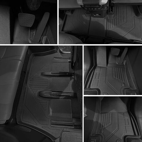 All-Weather Floor Mats for Toyota Grand Highlander 2023-2024 - Custom Fit TPE, Non-Slip Liners for 1st, 2nd & 3rd Row - Odorless, Durable - Black - Car Interior Accessories for Grand Highlander in Kuwait