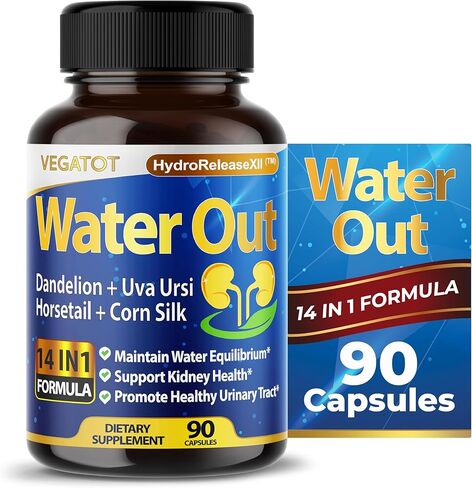 Natural Water Out Supplement 11,350mg with Dandelion, Uva Ursi, Horsetail, and Corn Silk, Nettle for Water Balance, Kidney Health, and Urinary Tract Support - Made in The USA (90 Count (Pack of 1)) in Saudi Arabia