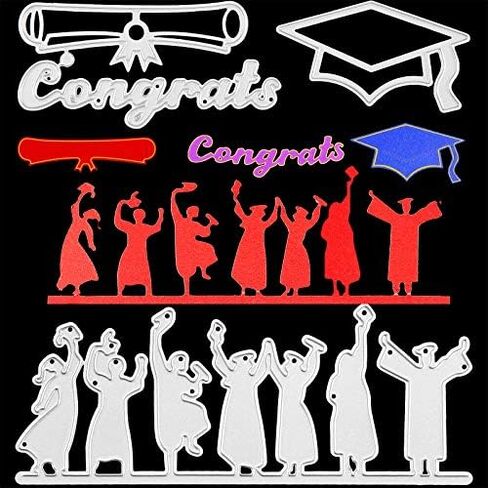 Patelai 2 Pieces Graduates 2024 Die Cuts Graduation Theme Die Graduation Invitation Die Graduation Hat Background Cutting Dies Metal Cutting Die for DIY Crafts Scrapbook Album Paper Card Embossing in Saudi Arabia