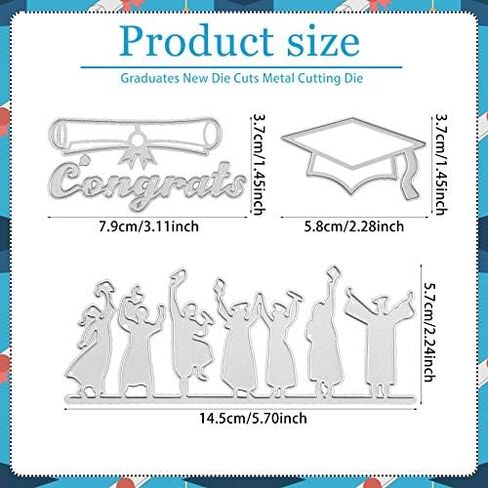Patelai 2 Pieces Graduates 2024 Die Cuts Graduation Theme Die Graduation Invitation Die Graduation Hat Background Cutting Dies Metal Cutting Die for DIY Crafts Scrapbook Album Paper Card Embossing in Saudi Arabia