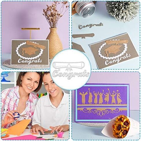 Patelai 2 Pieces Graduates 2024 Die Cuts Graduation Theme Die Graduation Invitation Die Graduation Hat Background Cutting Dies Metal Cutting Die for DIY Crafts Scrapbook Album Paper Card Embossing in Saudi Arabia