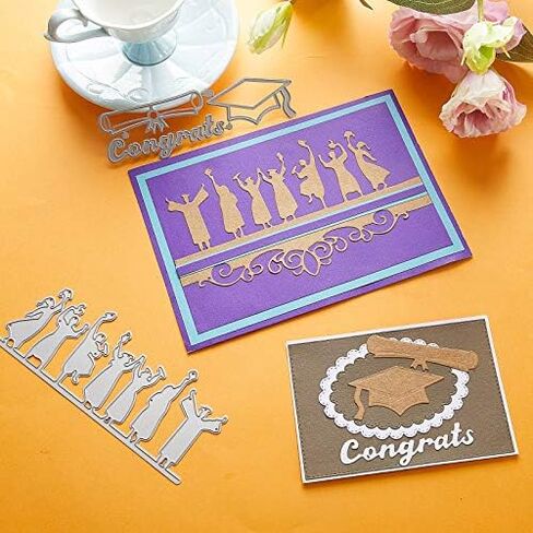 Patelai 2 Pieces Graduates 2024 Die Cuts Graduation Theme Die Graduation Invitation Die Graduation Hat Background Cutting Dies Metal Cutting Die for DIY Crafts Scrapbook Album Paper Card Embossing in Saudi Arabia