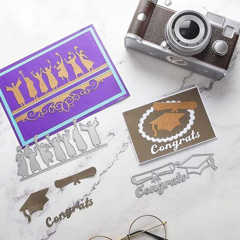 Patelai 2 Pieces Graduates 2024 Die Cuts Graduation Theme Die Graduation Invitation Die Graduation Hat Background Cutting Dies Metal Cutting Die for DIY Crafts Scrapbook Album Paper Card Embossing in Saudi Arabia