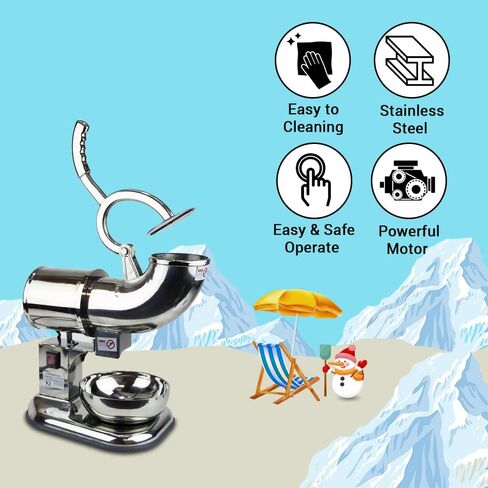 WYZworks Stainless Steel 440 lbs/hr Electric Ice Shaver Machine with Two Extra Blades 250W Ice Crusher Snow Cone Maker Machines for Home, Restaurants, Bars, Party - SILVER in Saudi Arabia