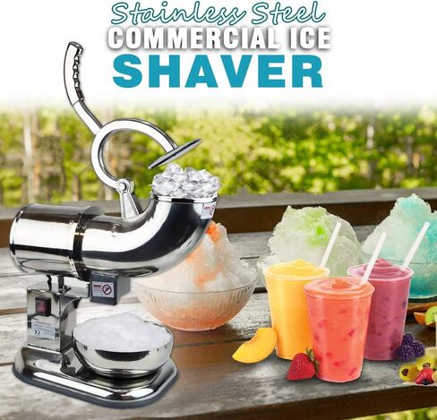 WYZworks Stainless Steel 440 lbs/hr Electric Ice Shaver Machine with Two Extra Blades 250W Ice Crusher Snow Cone Maker Machines for Home, Restaurants, Bars, Party - SILVER in Saudi Arabia
