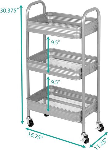 3-Tier Cart, Black in Saudi Arabia