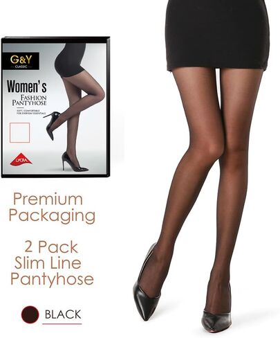 G&Y 2 Pairs Women's Lycra Sheer Tights - 30D No Rip Control Top Pantyhose with Reinforced Toes in Saudi Arabia