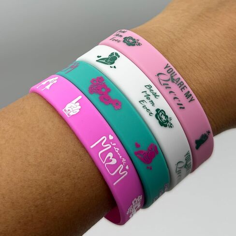 أساور مطاطية لعيد الأم السعيد من LUANDME، أساور معصم من السيليكون لعيد ميلاد الأم، هدايا الحفلات، أفضل لوازم حفلات الأم، حقيبة هدايا للحفلات، مجموعة من 24 قطعة in Kuwait