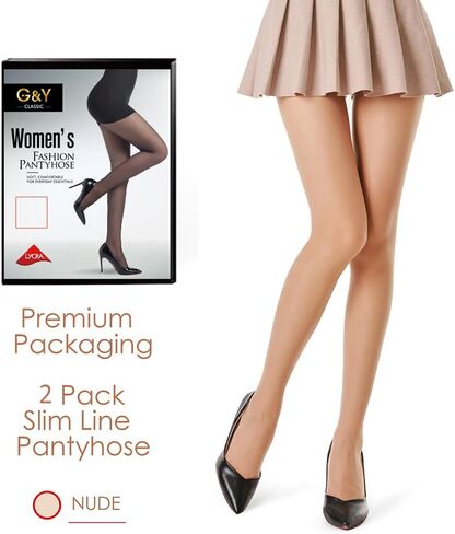 G&Y 2 Pairs Women's Lycra Sheer Tights - 30D No Rip Control Top Pantyhose with Reinforced Toes in Saudi Arabia