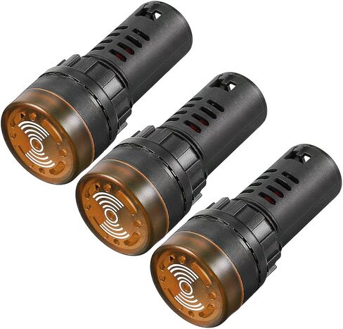 uxcell 3Pcs Green Indicator Light with Buzzer AC/DC 12V, 22mm Panel Mount Flashing Alarm, for Electrical Control Panel, HVAC, DIY Projects in Saudi Arabia