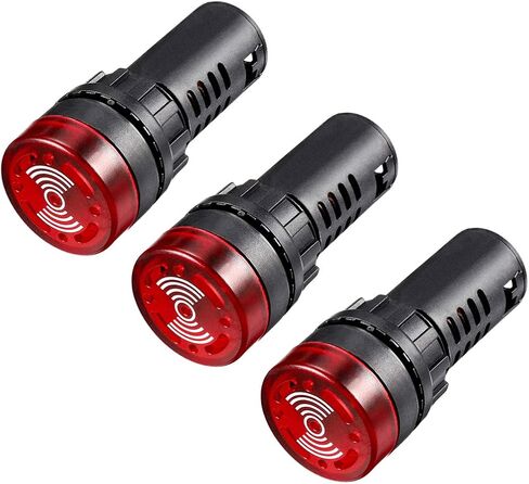 uxcell 3Pcs Green Indicator Light with Buzzer AC/DC 12V, 22mm Panel Mount Flashing Alarm, for Electrical Control Panel, HVAC, DIY Projects in Saudi Arabia